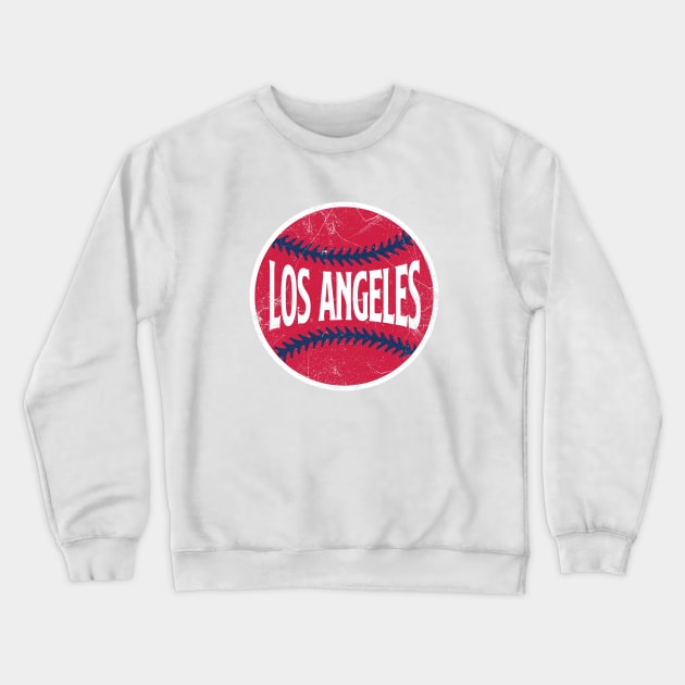 Los Angeles Retro Baseball - White Crewneck Sweatshirt by KFig21